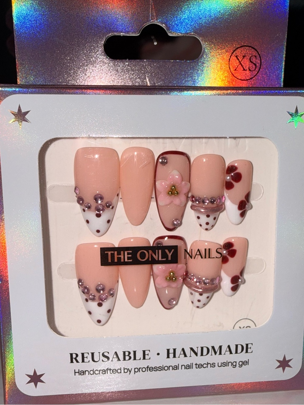 The Only Nails Floral & Gem Reusable Press-On Nail Set